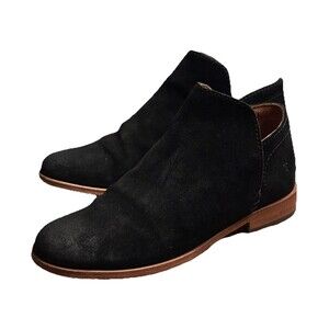 Frye Elyssa Suede Ankle Booties Women's Size 7 Black Leather Shootie